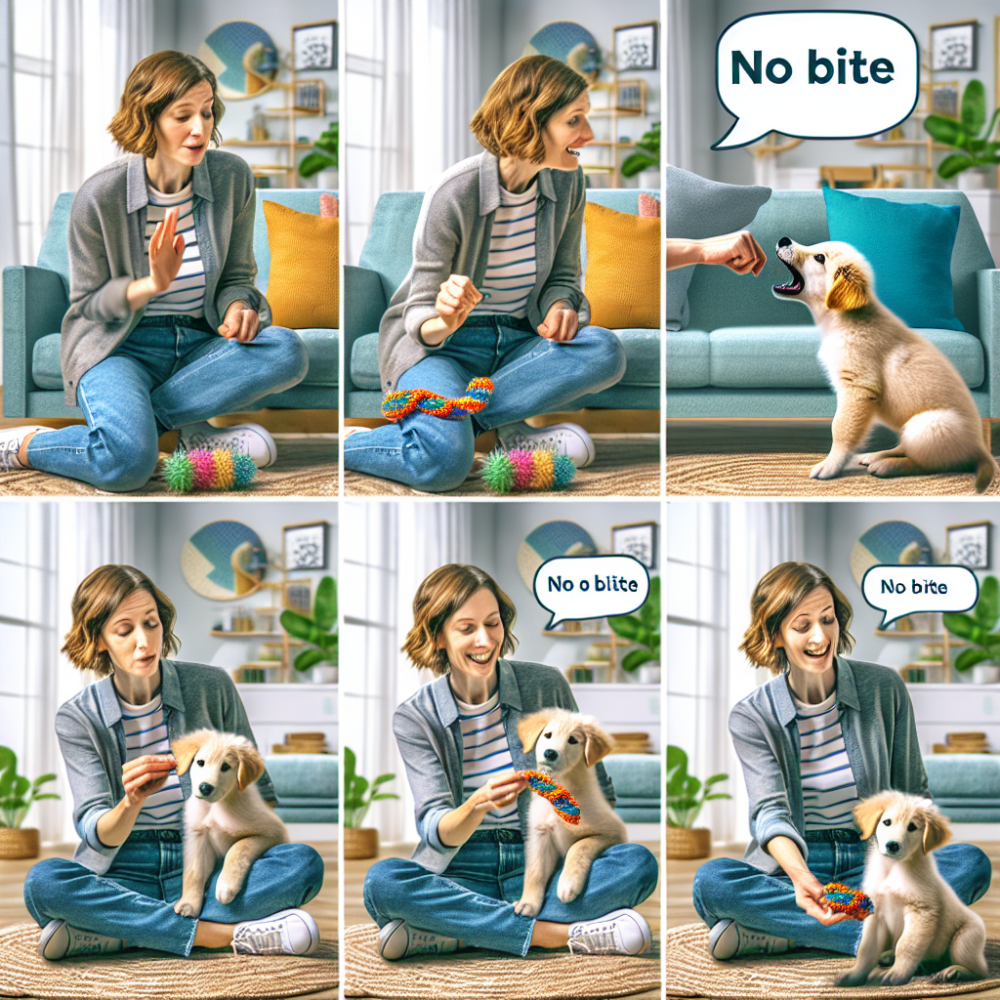 step-by-step puppy bite redirection technique