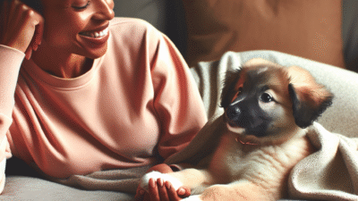 puppy biting owner's hand during playtime