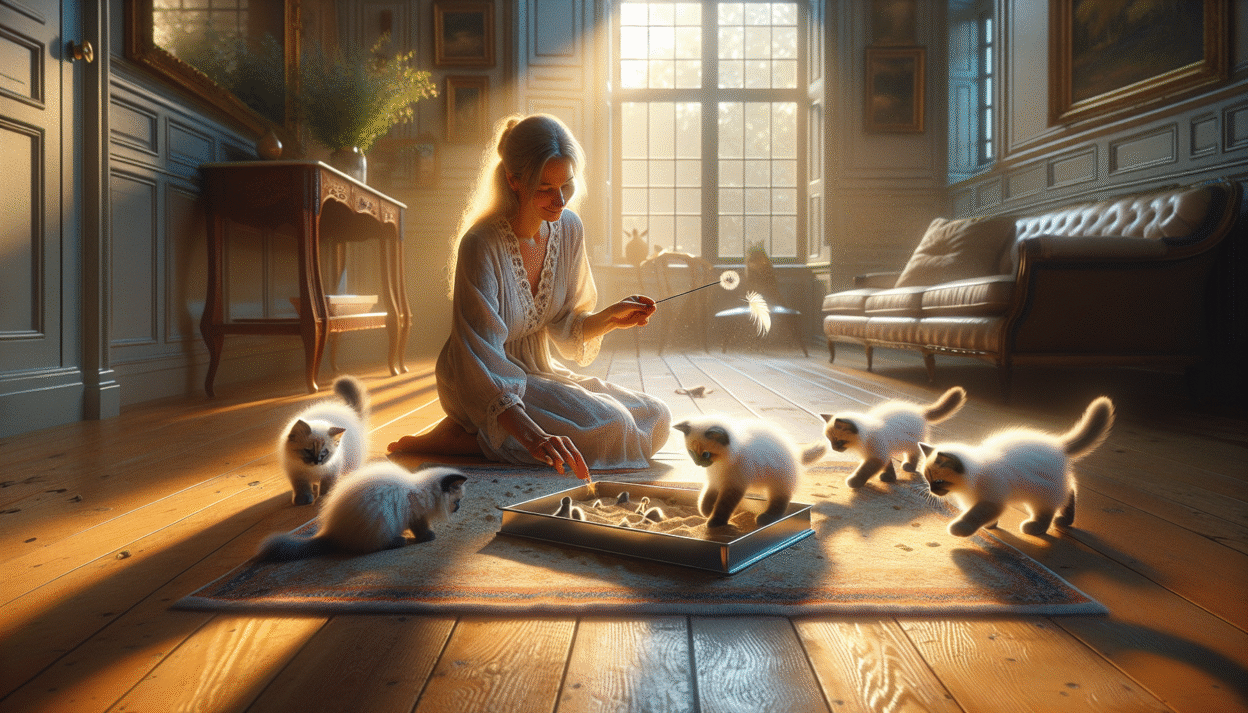 Golden hour kittens socializing play tray bonding