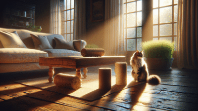 cat choosing natural sisal pad over pristine couch
